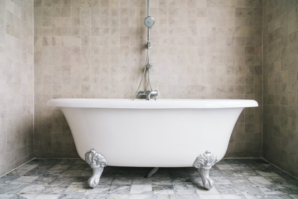 Bathtub decoration in bathroom interior
