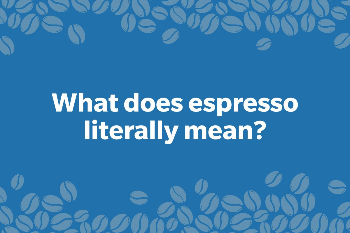 Coffee Trivia Question on a frame of coffee beans graphic dark blue