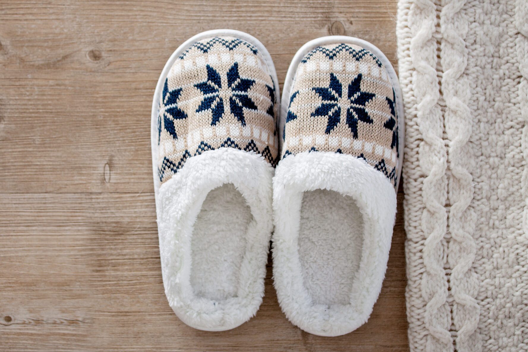Slippers on wooden floor